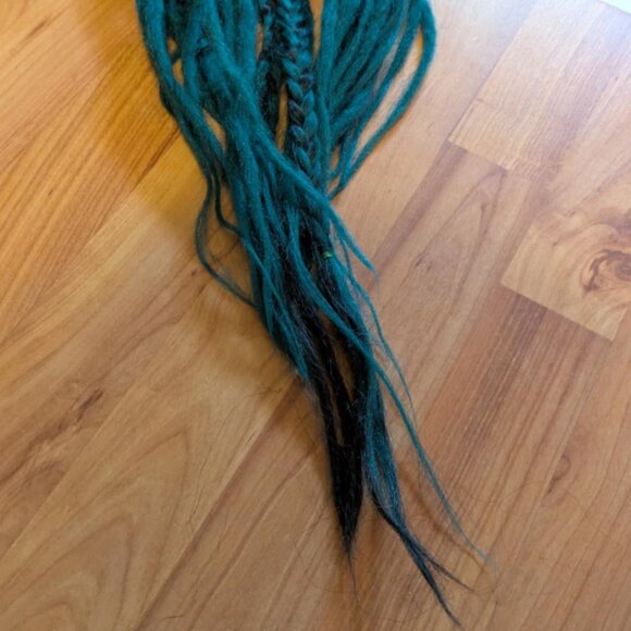 Teal and Black 18 inches Ombre Crochet Synthetic Dreadlocks - Double Ended Set - Picture 5 of 6